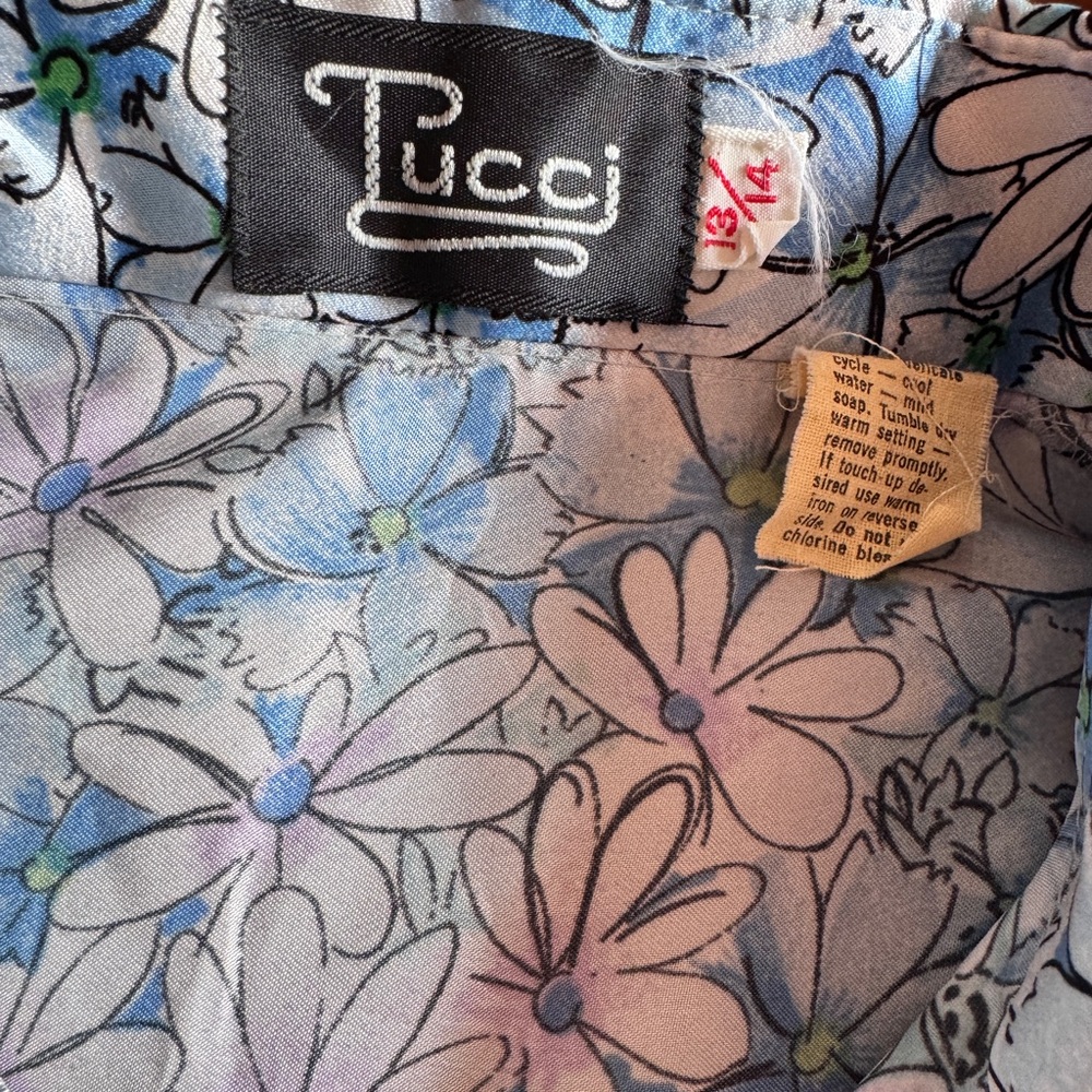 Vintage 70’s Tucci - Floral Blue‎ Women's Top - Picture 3 of 3